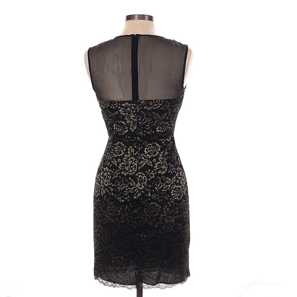 Diane von Furstenberg Black with Gold Metallic Lace Dress - Picture 3 of 6